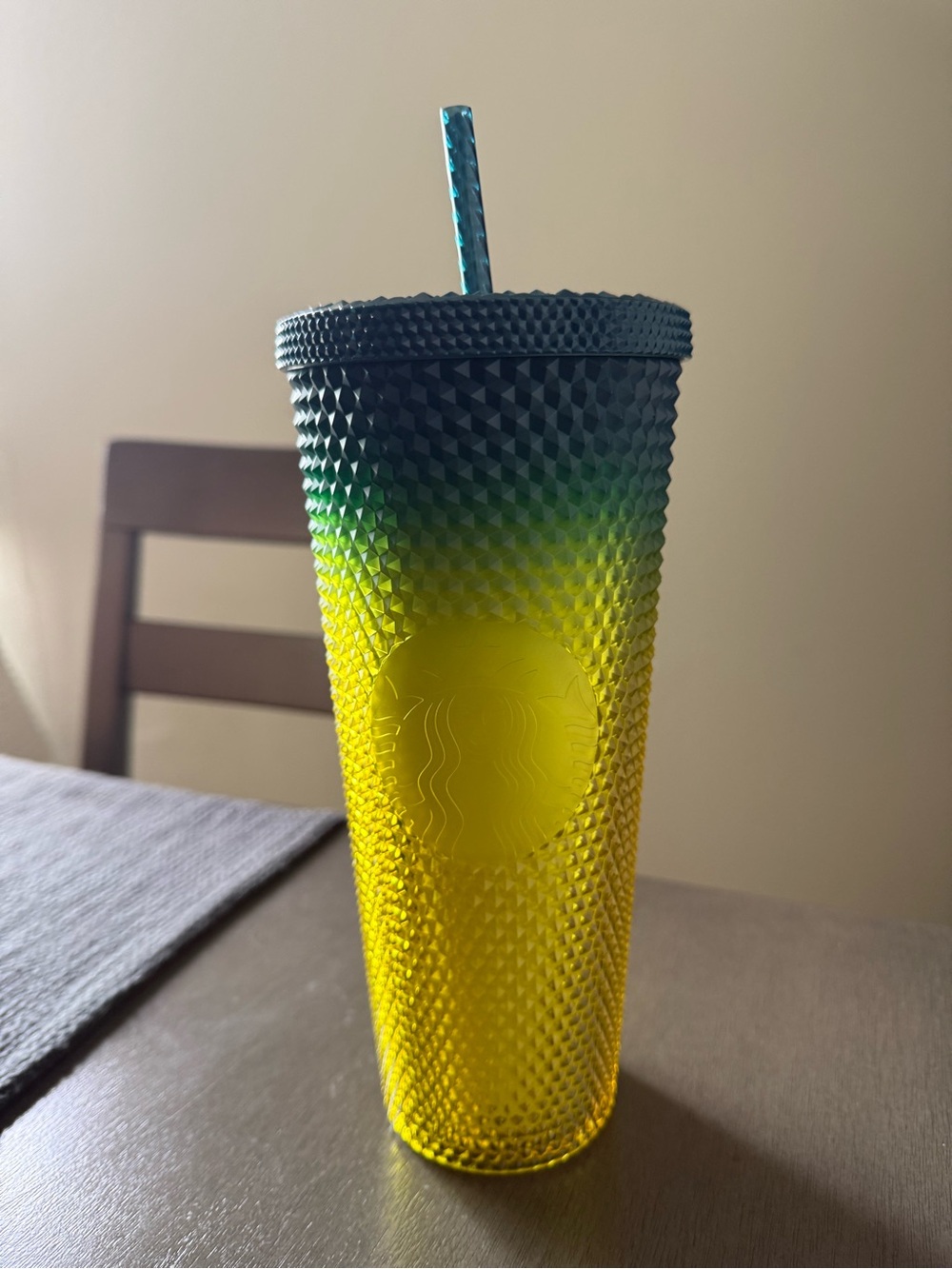 Starbucks Yellow Studded Tumbler with Straw